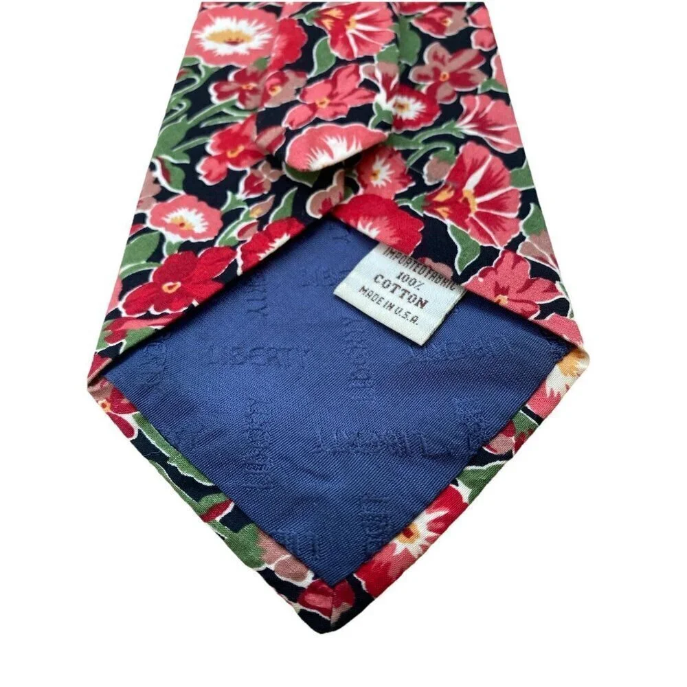 Liberty Of London Tie Mens OS Multicolor Floral Preppy Colorful Red Pink Cotton